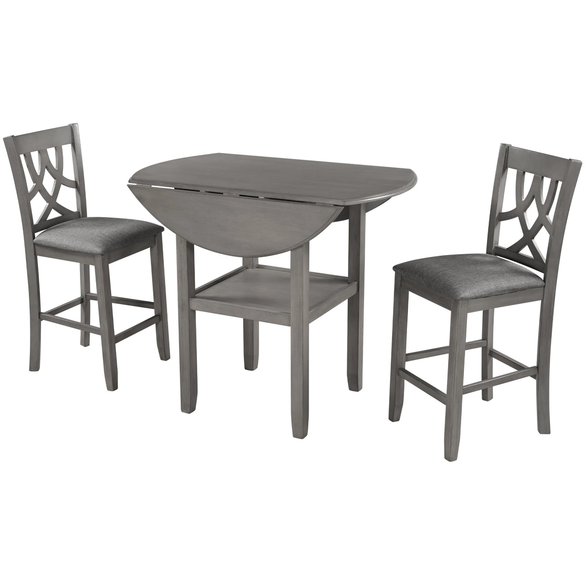 3 Piece Round Drop Leaf Dining Table Set with 2 Chairs N7237