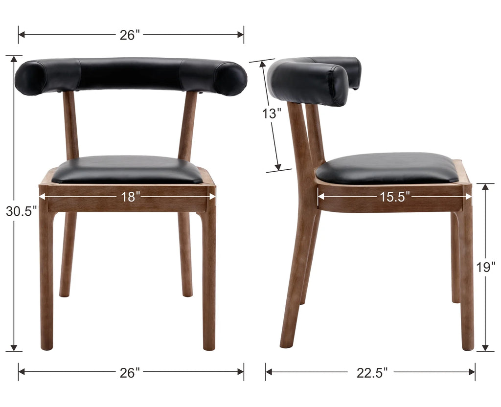 Black PU Upholstered Wooden Dining Chairs Set of 2 R52810