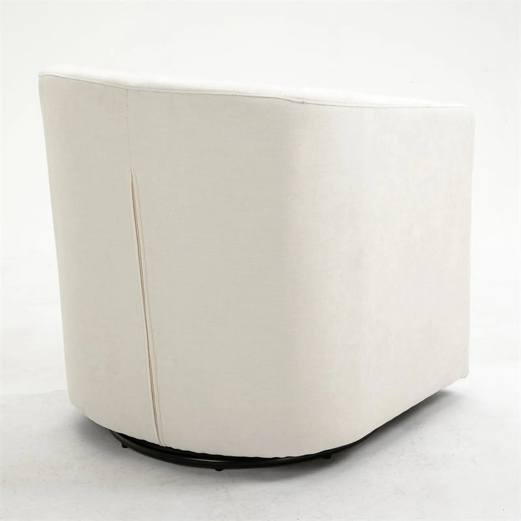 Beige Wood Swivel Upholstered Accent Chair D644