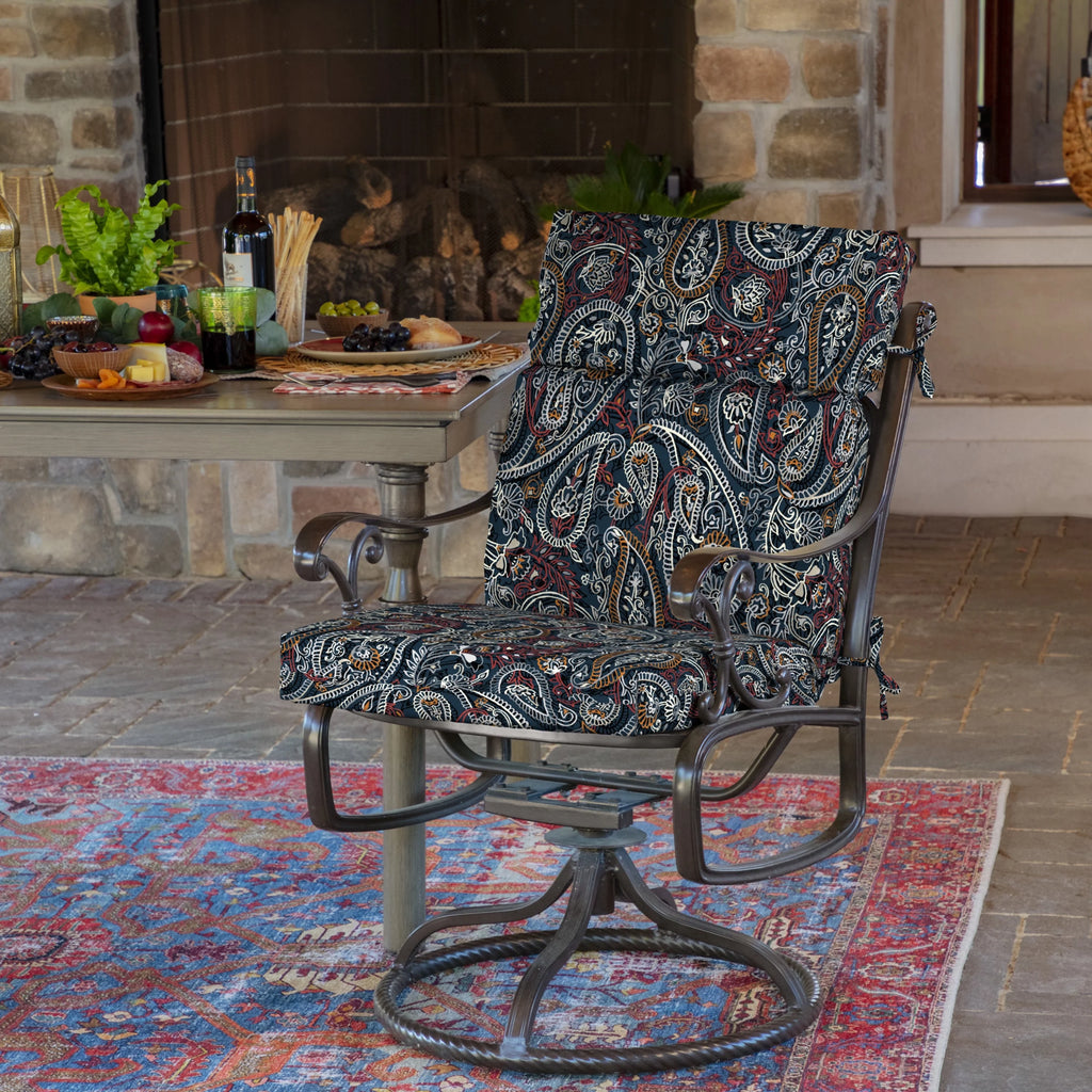 Navy Paisley Outdoor Chair Cushion H56114