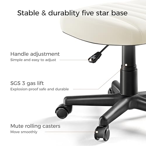 Height Adjustable Beige Foot Stool with Wheels J568514