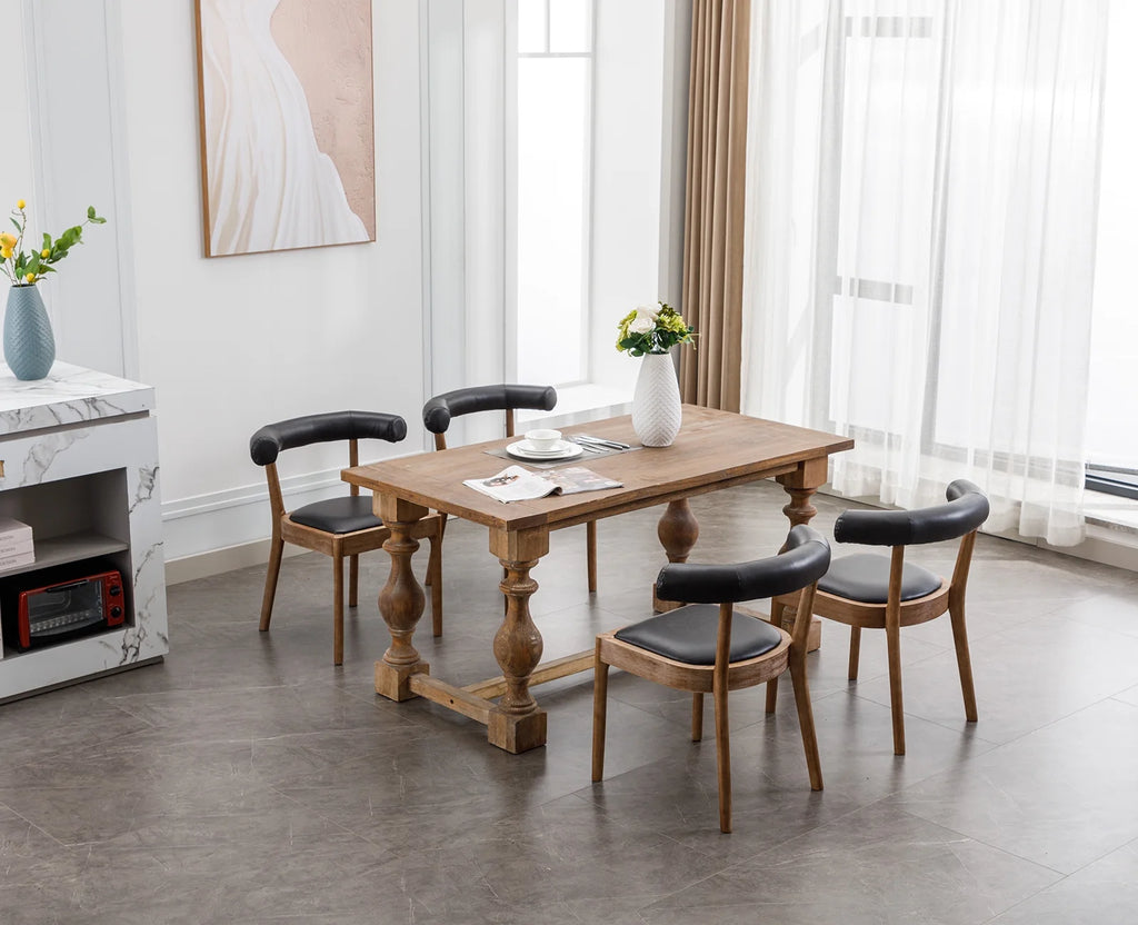 Black PU Upholstered Wooden Dining Chairs Set of 2 R52810