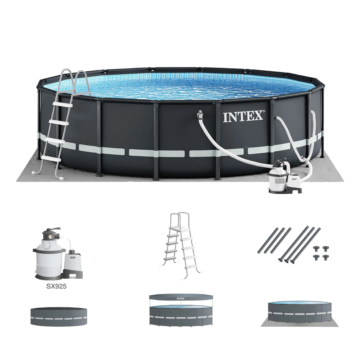 Round Frame Above Ground Swimming Pool with Sand Filter Pump K8645