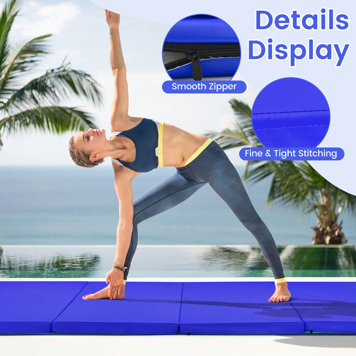 Navy 4'x8'x2'' Folding Gymnastics Mat Z3164