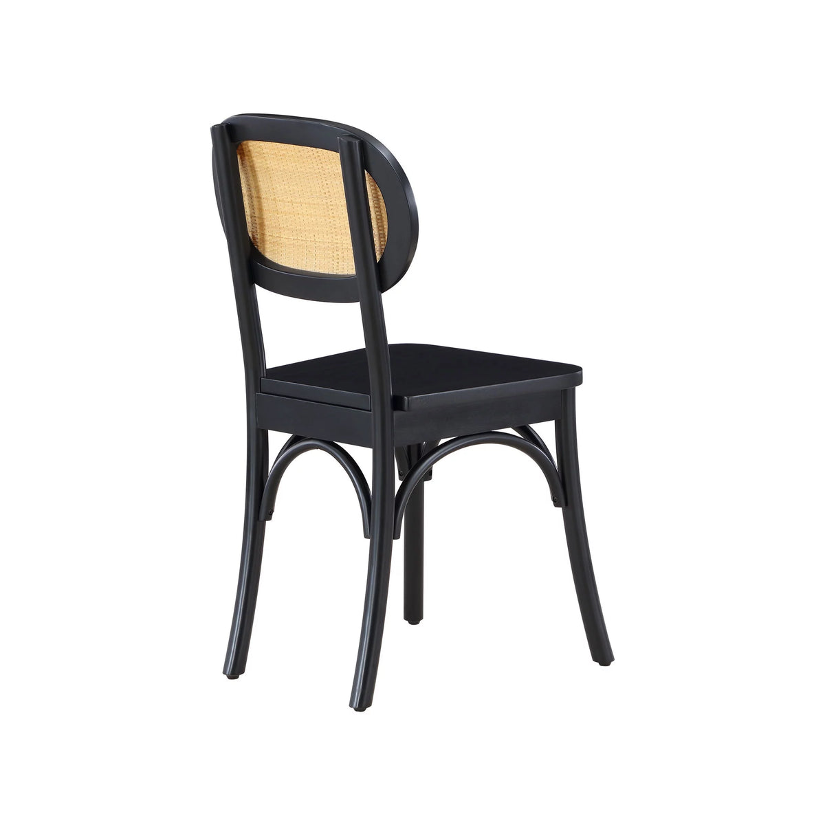 Black Rattan and Solid Wood Dining Chairs I1249