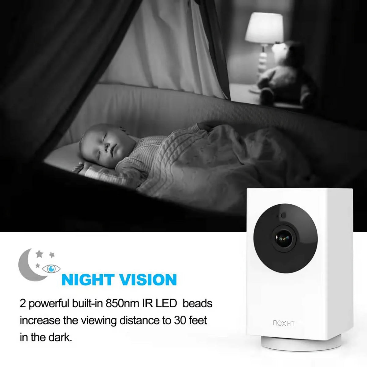 1080P Pan Tilt 8X Zoom Indoor Smart Camera with Night Vision Motion Detection 2-Way Audio P747282
