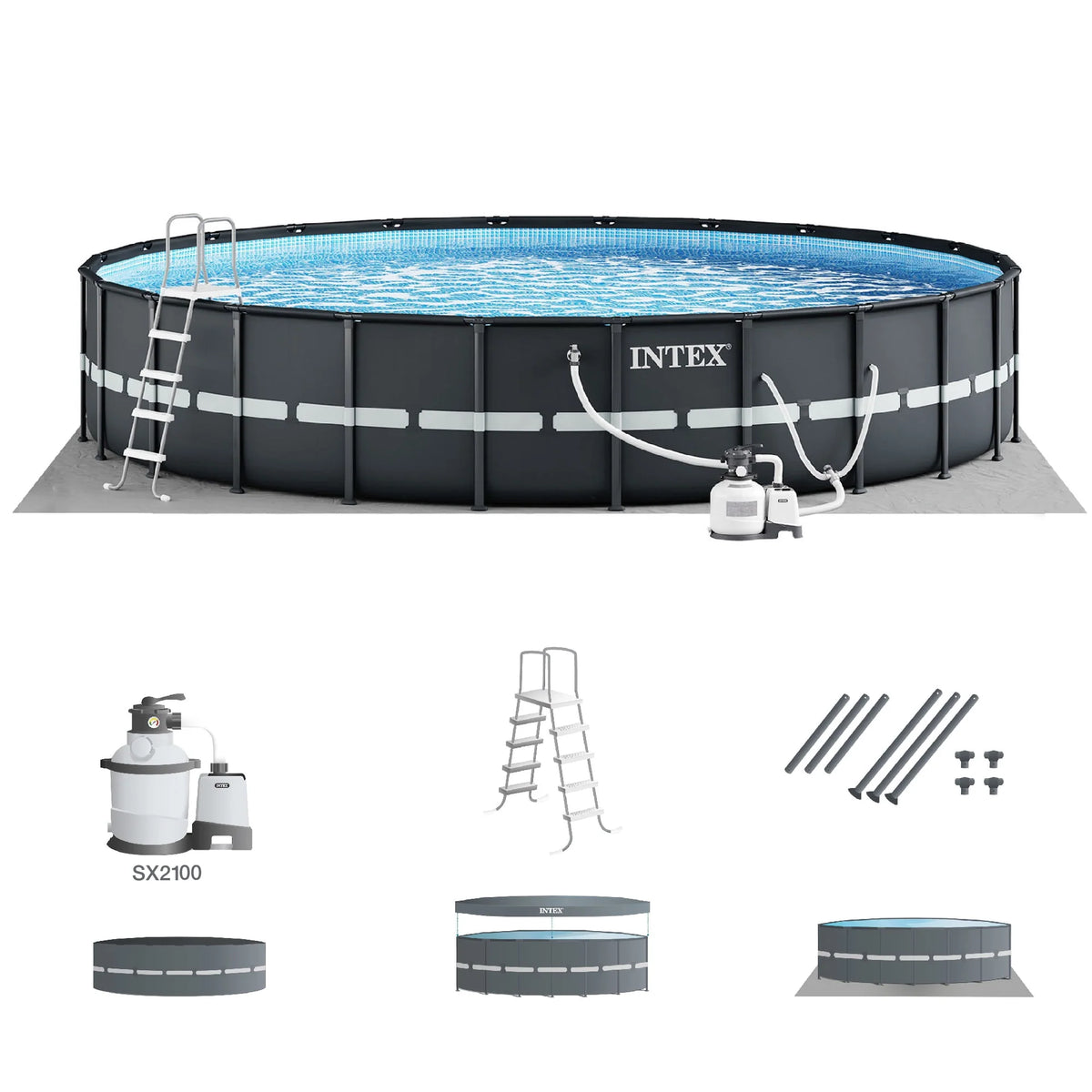 Round Frame Above Ground Swimming Pool with Sand Filter Pump K8645