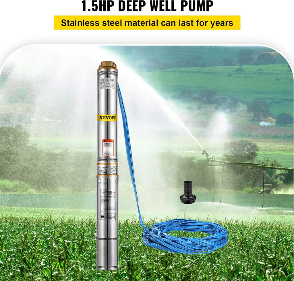1.5 HP Stainless Steel Submersible Well Pump 24GPM V810245