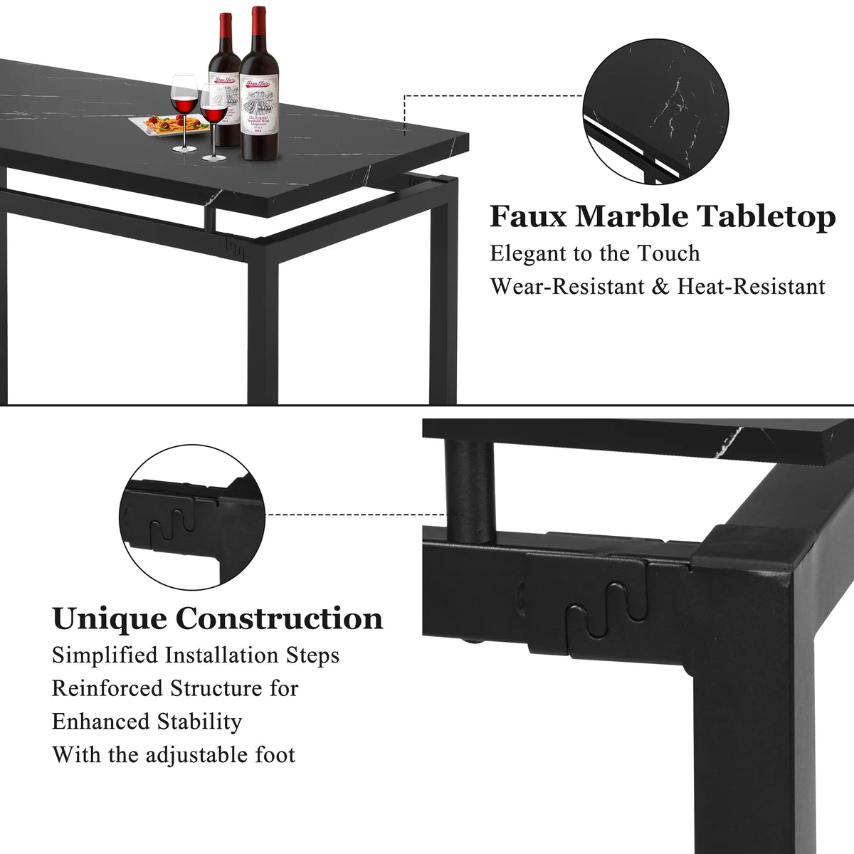 Black 5 Piece Counter Height Dining Set with 4 Chairs B850