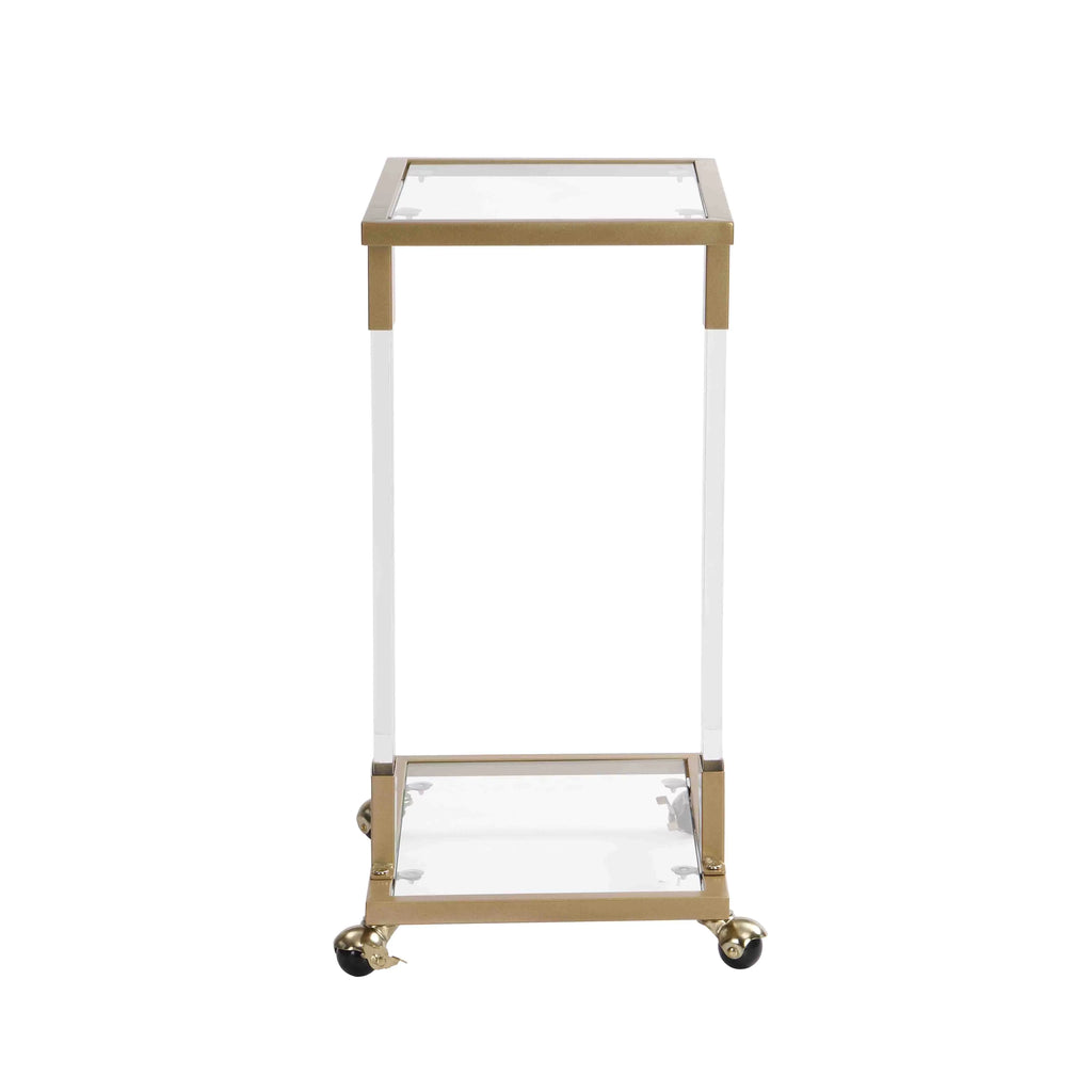 Chrome Glass C Shape Square Side Table R255