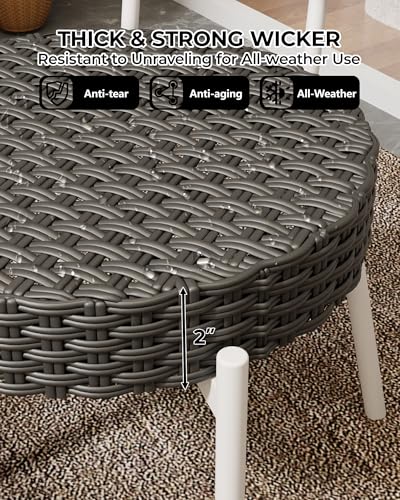 3 Piece Rattan Patio Dining Set with Round Table F998921