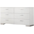 White 6 Drawer Contemporary Wood Dresser G92979