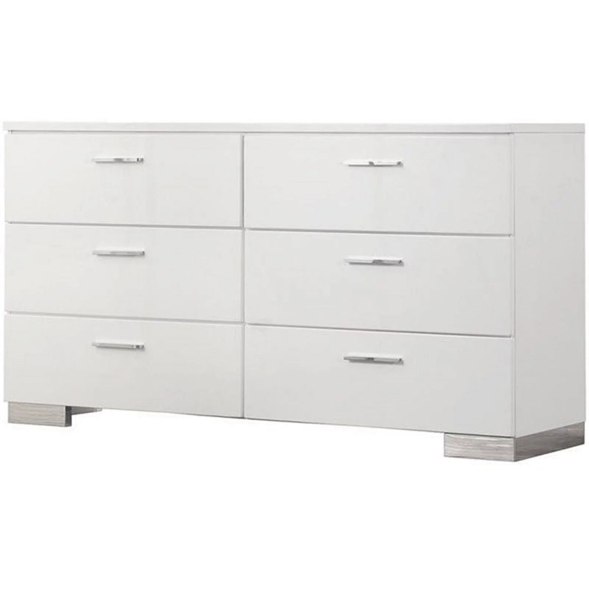 White 6 Drawer Contemporary Wood Dresser G92979