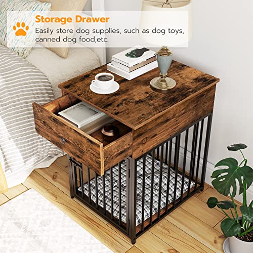 Wooden Dog Crate Furniture with Drawer I575715