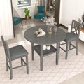 3 Piece Round Drop Leaf Dining Table Set with 2 Chairs N7237