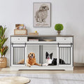 75'' Double Dog Crate Furniture with Double Door Grey C53217
