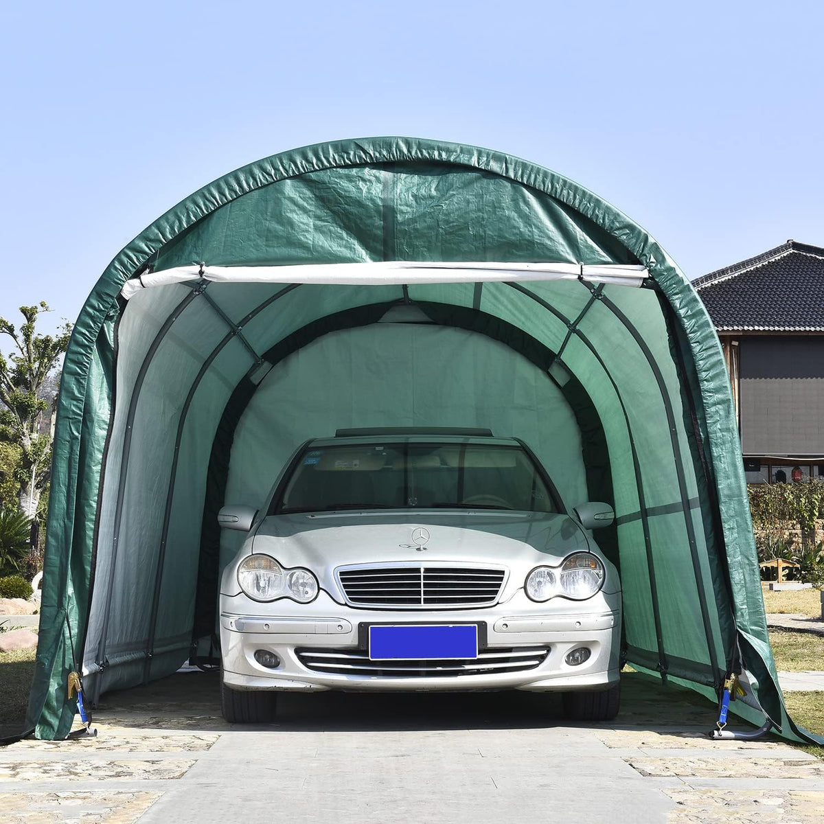 10x15x8ft Portable Heavy Duty Carport, Gray D6871