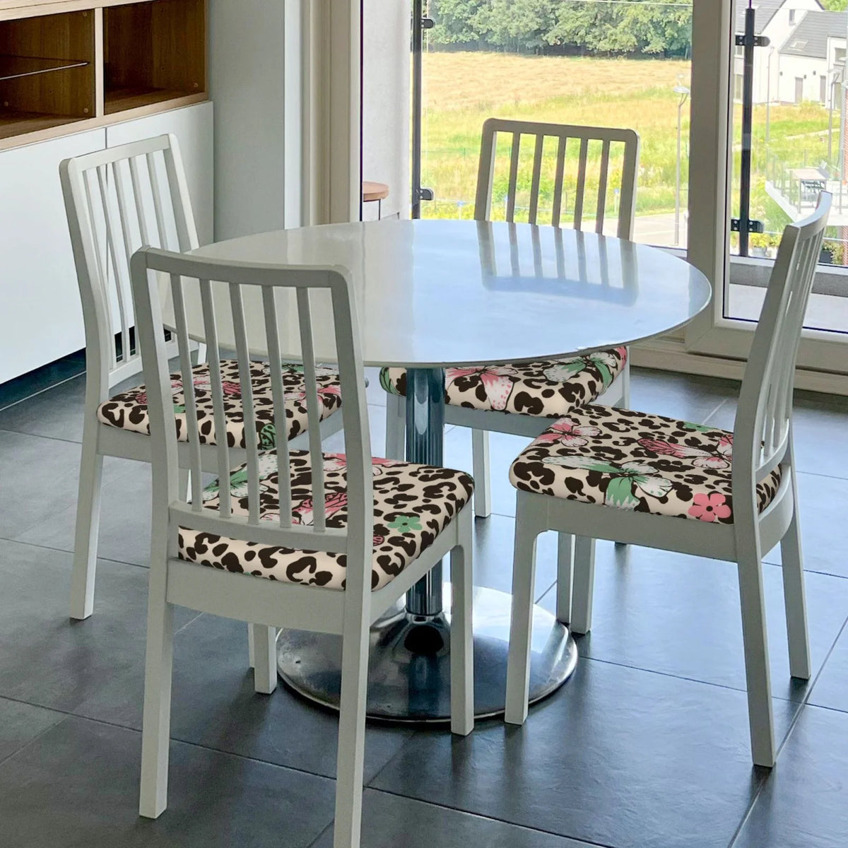 Leopard Dots Print Stretch Dining Chair Seat Covers D4591
