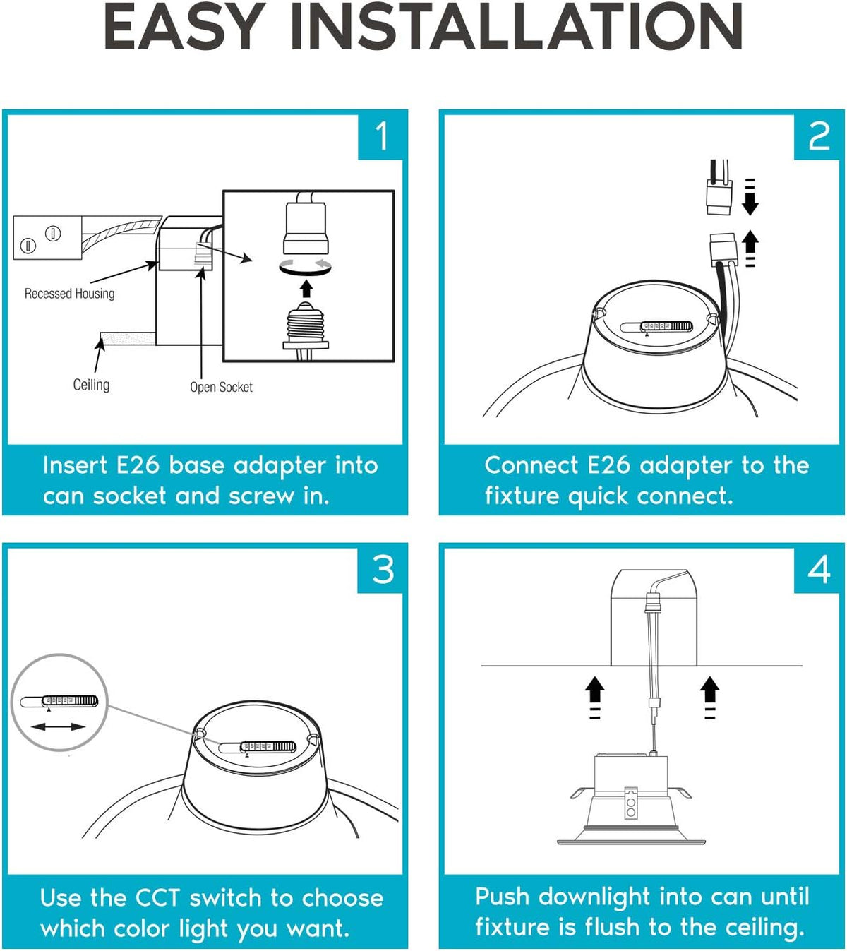 4 Inch LED Recessed Can Lights, 16 Pack Q859