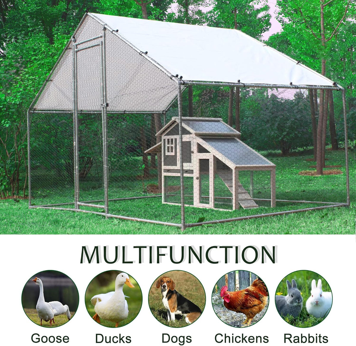 Extra Large Metal Chicken Coop with Cover U1807
