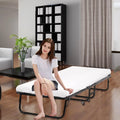 Folding Bed Frame with Wheel, Rollaway Bed with Mattress, Foldable Twin Bed with Memory Foam Mattress I388965