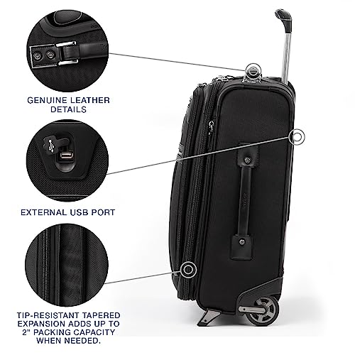 Expandable Softside Carry on Luggage, 2 Wheel Upright Suitcase, Shadow Black, 20-Inch S760