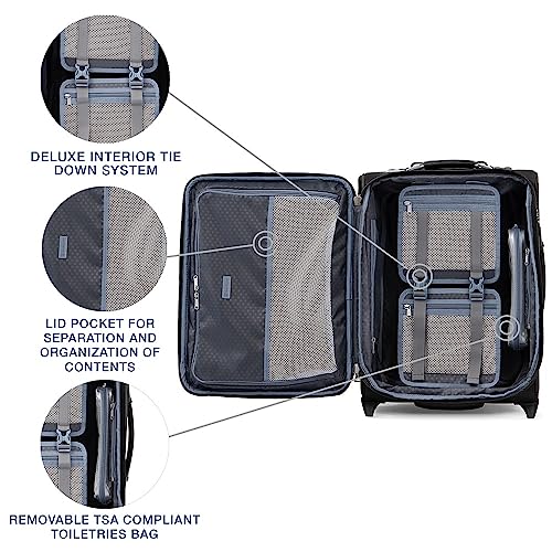 Expandable Softside Carry on Luggage, 2 Wheel Upright Suitcase, Shadow Black, 20-Inch S760