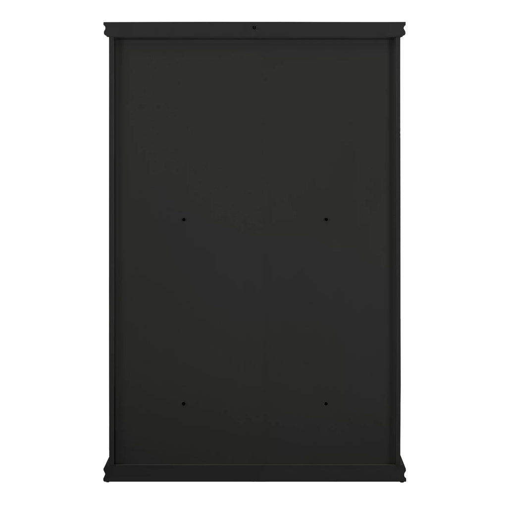 Black Storage Cabinet with Tempered Glass Doors and Triple Drawers M7214