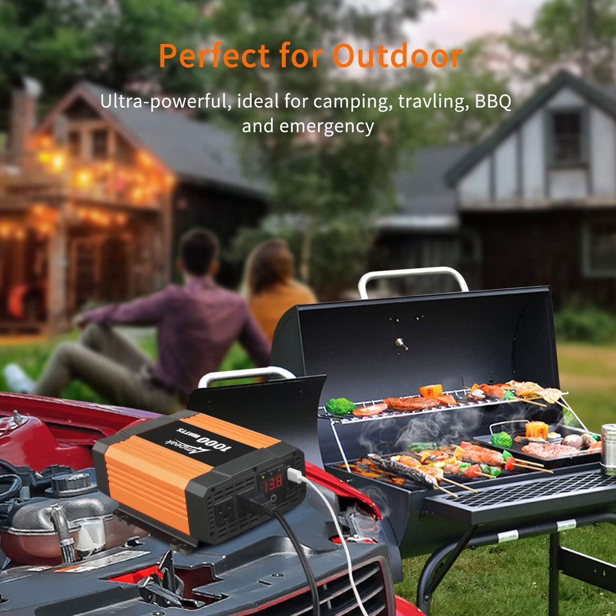 2000W 12V to 110V Power Inverter with 3AC Outlets and USB V862