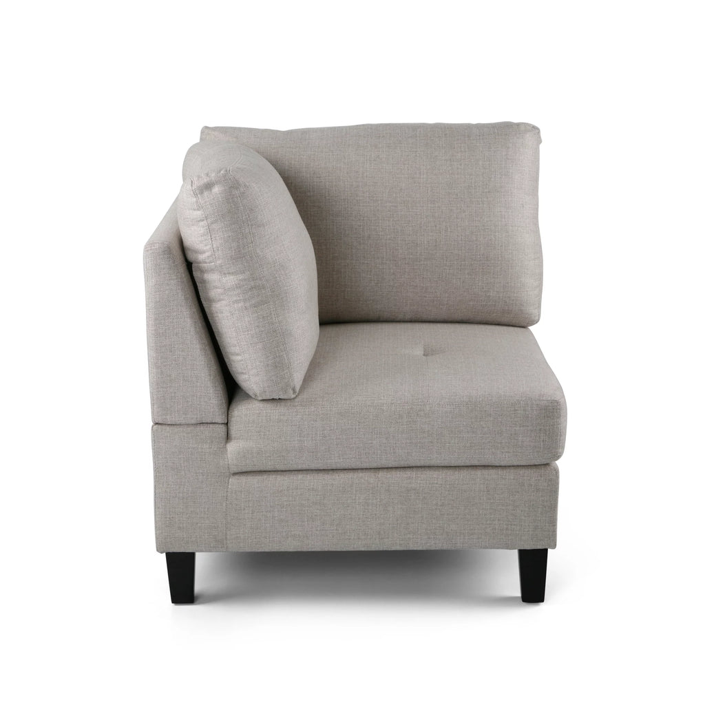 Beige and Dark Brown Fabric Sectional Sofa with Ottoman L624