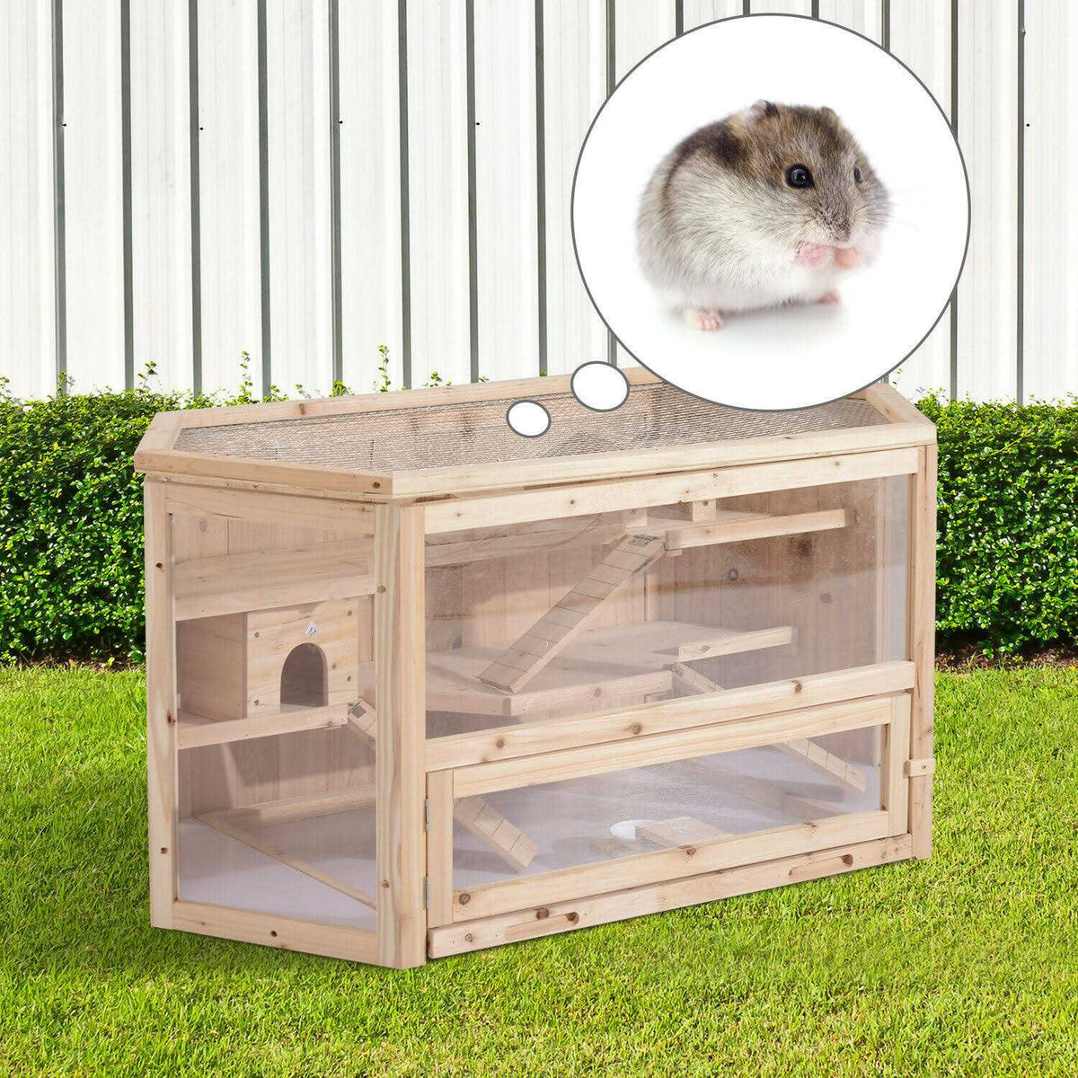 3 Tier Wooden Hamster Cage Small Animal House D119118