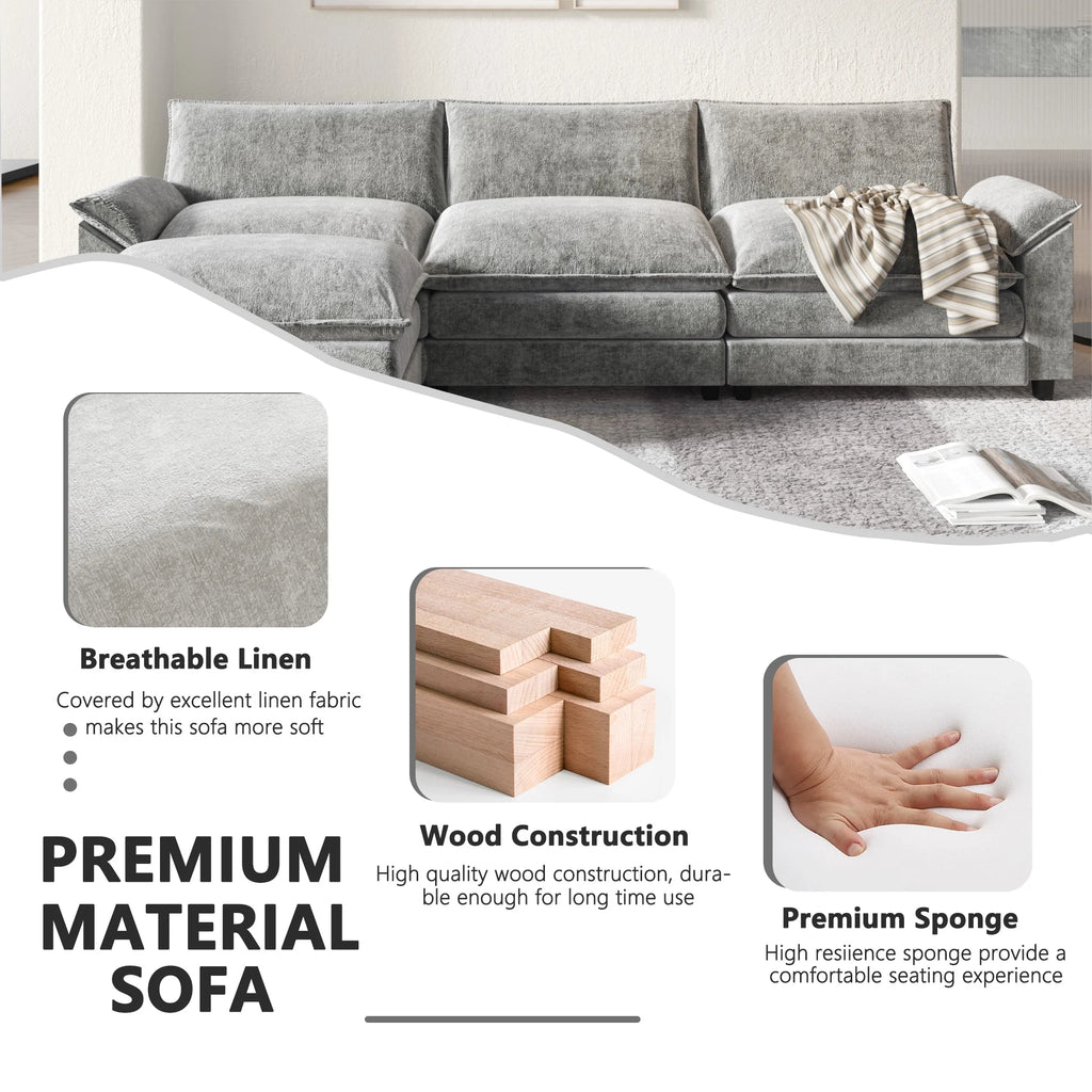 3-seat Sectional Sofa with Reversible Chair and Ottoman Z18859