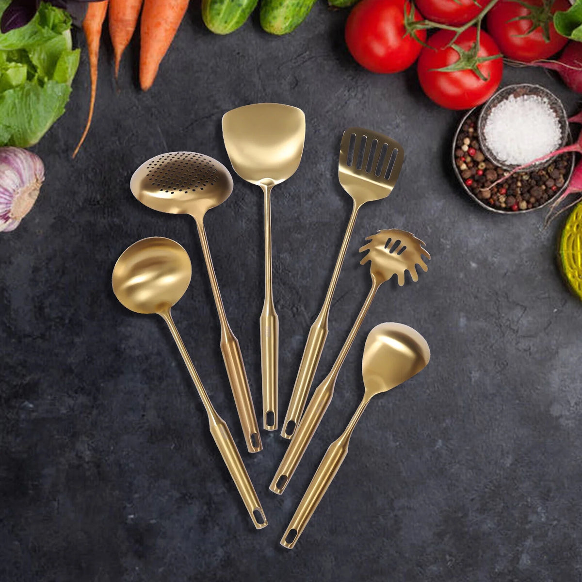 7 Pcs Stainless Steel Cookware Set with Utensil Stand U2884