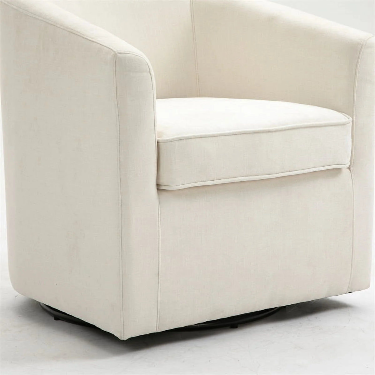 Beige Wood Swivel Upholstered Accent Chair D644