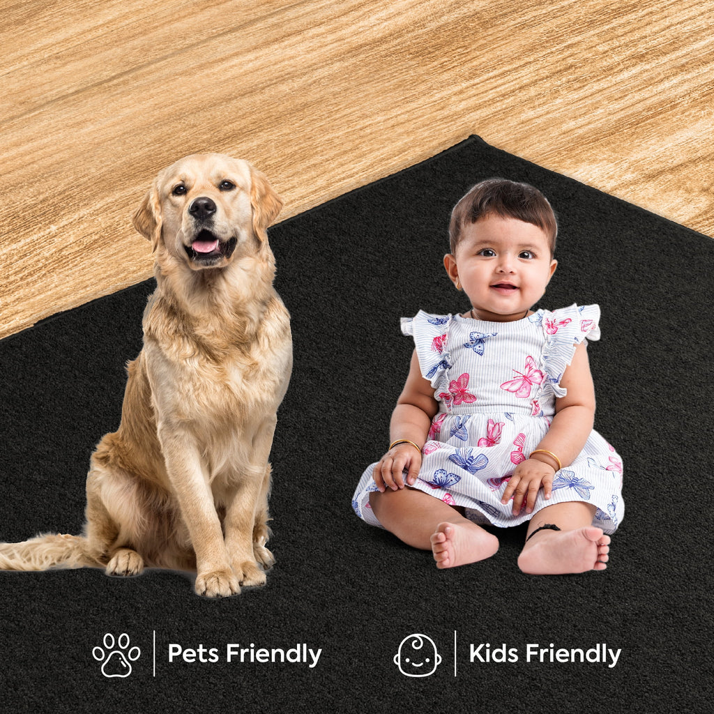 Black 5' x 8' Solid Color Area Rug I411597