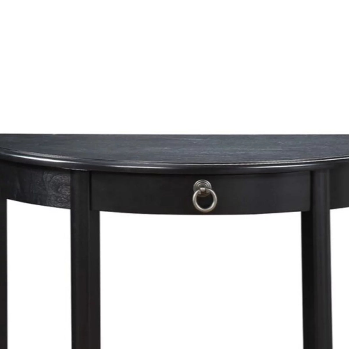 Black Wood Half Moon Console Table with Drawer A2100