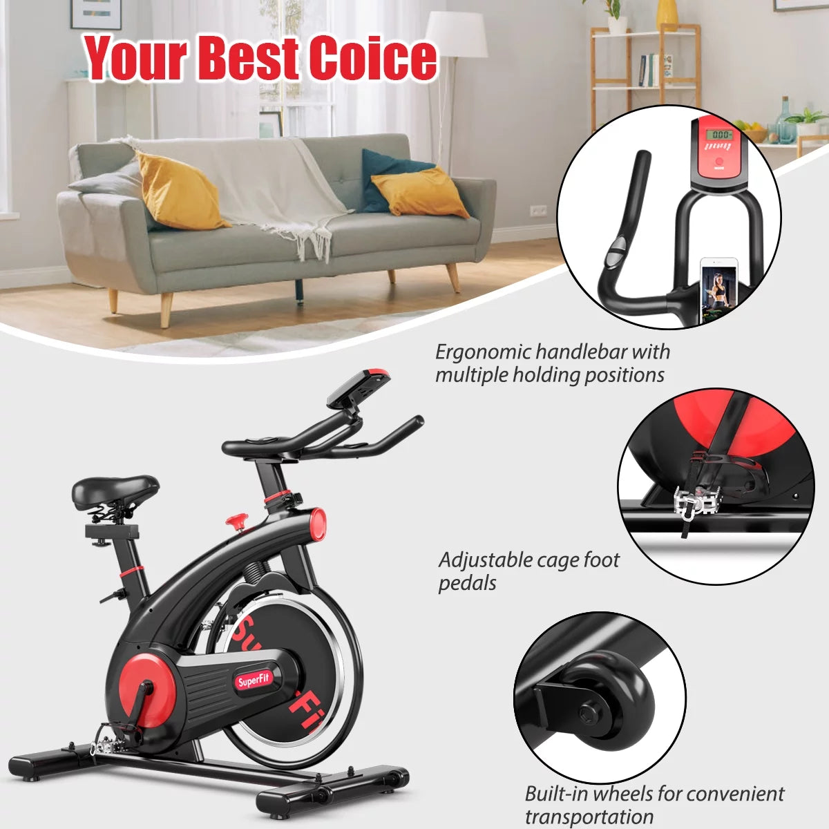 Indoor Cycling Bike with Heart Rate Monitor R22411