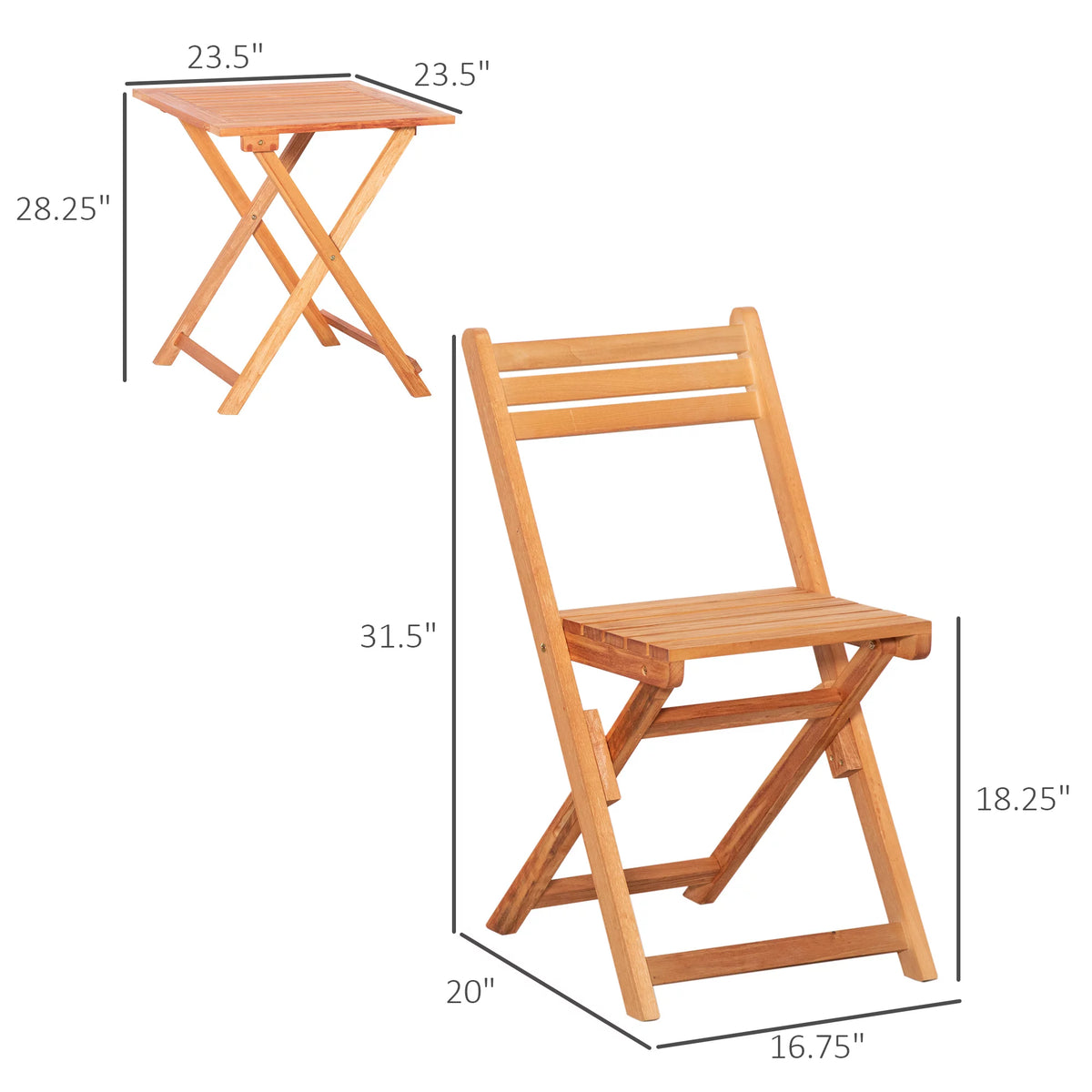 3 Piece Wooden Patio Bistro Set D6491