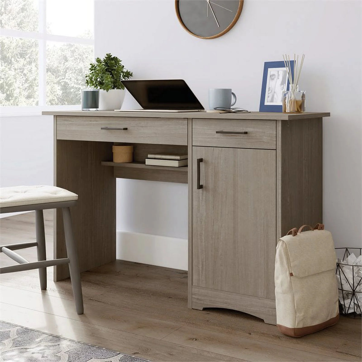 Contemporary Gray Engineered Wood Computer Desk B410879