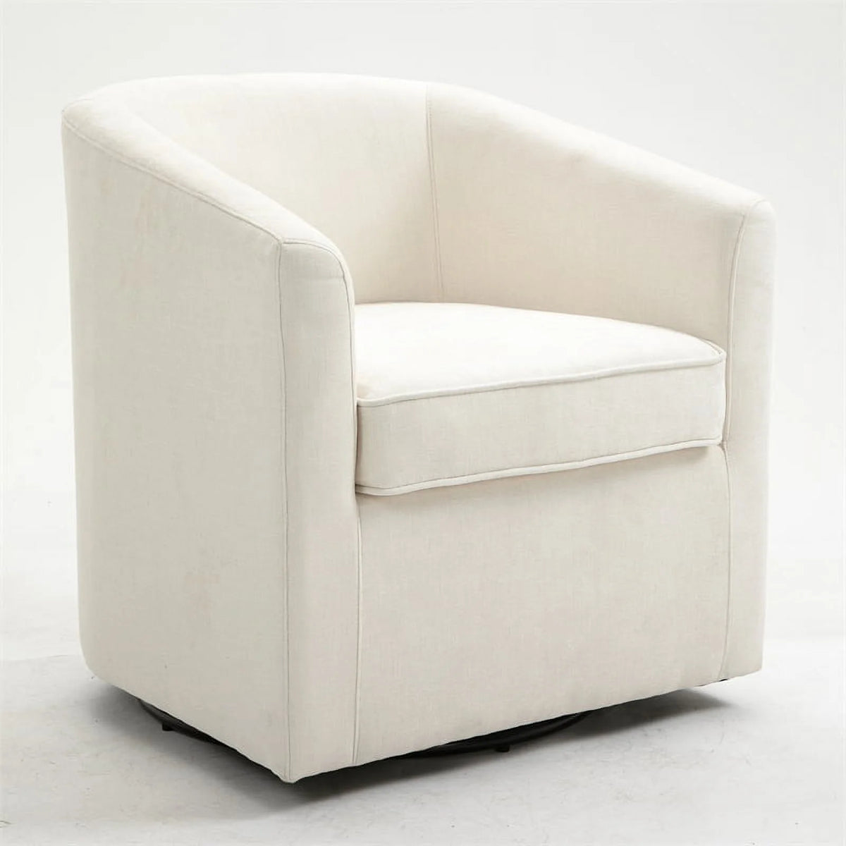 Beige Wood Swivel Upholstered Accent Chair D644