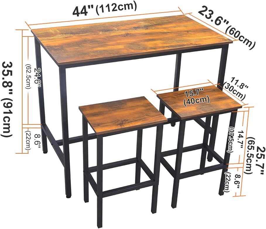 3-Piece Bar Table Set with 2 Stools Z959