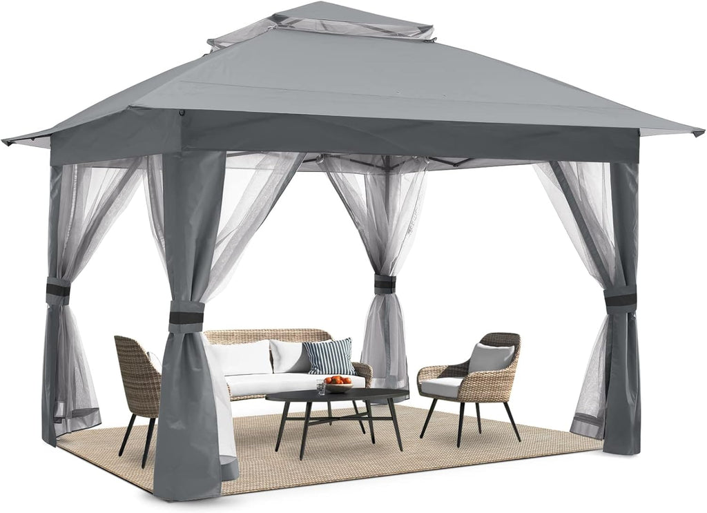 13x13Ft Pop Up Canopy Tent with Mosquito Netting Walls F562