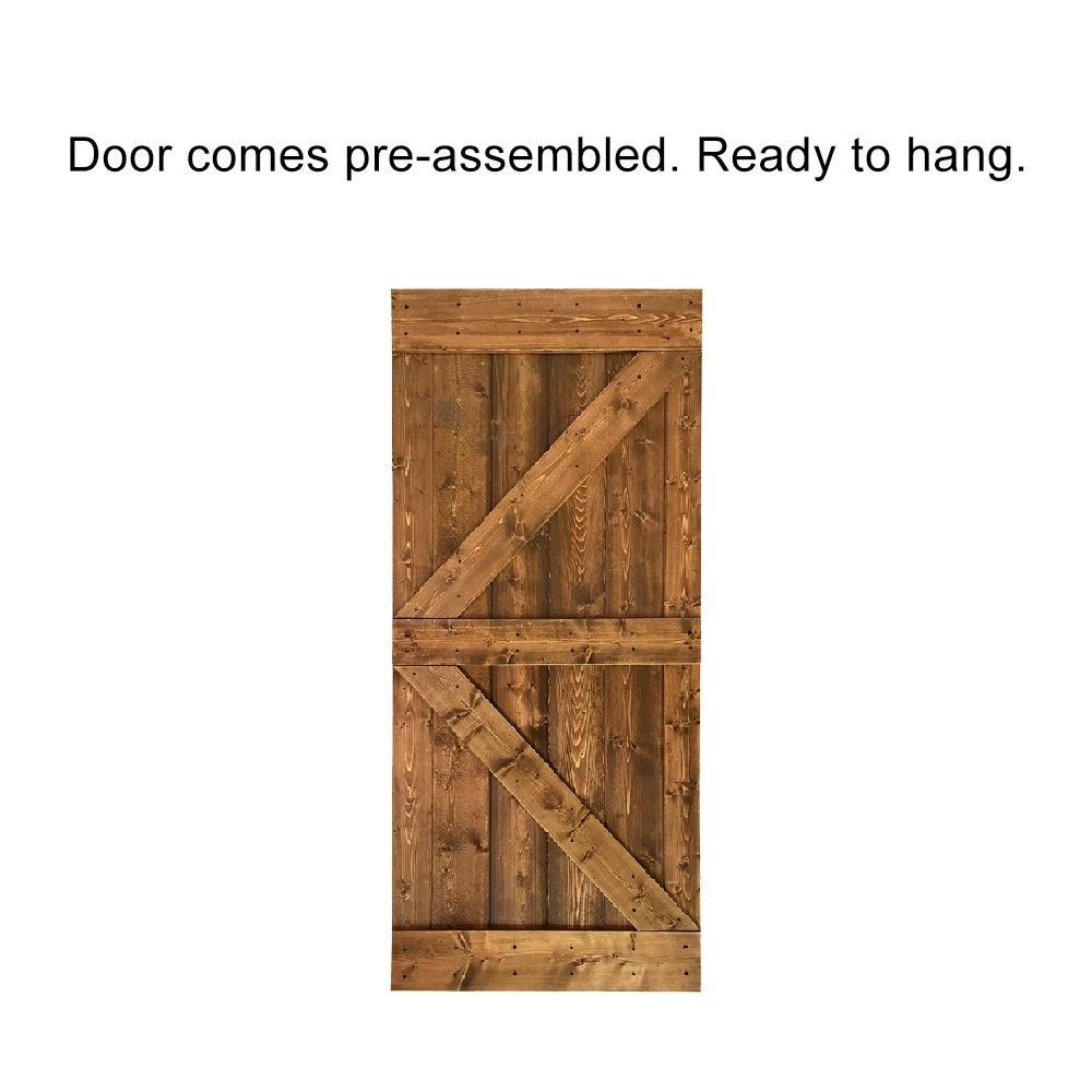 36 in. x 84 in. Red Walnut Stained Wood Interior Sliding Barn Door with Hardware Kit B1105