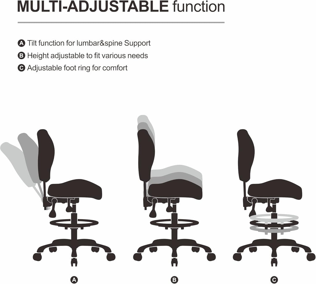 Ergonomic Swivel Adjustable Task Chair with Lumbar Support P638