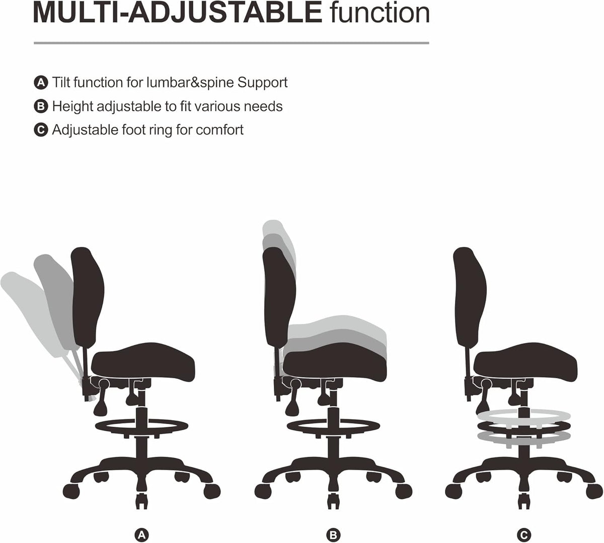 Ergonomic Swivel Adjustable Task Chair with Lumbar Support P638