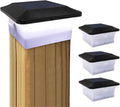 Solar Post Cap Lights, Outdoor Waterproof LED Fence Light Dusk to Dawn Fits 3.5x3.5 4x4 5x5 6x6 Wooden Posts, 4 Pack J671
