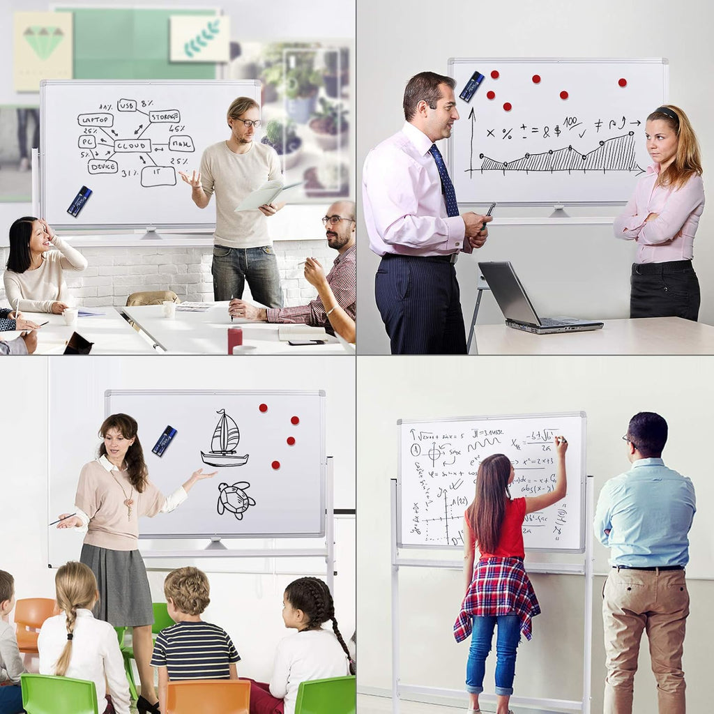 36x24 Double Sided Magnetic Dry Erase Whiteboard on Wheels Q117599