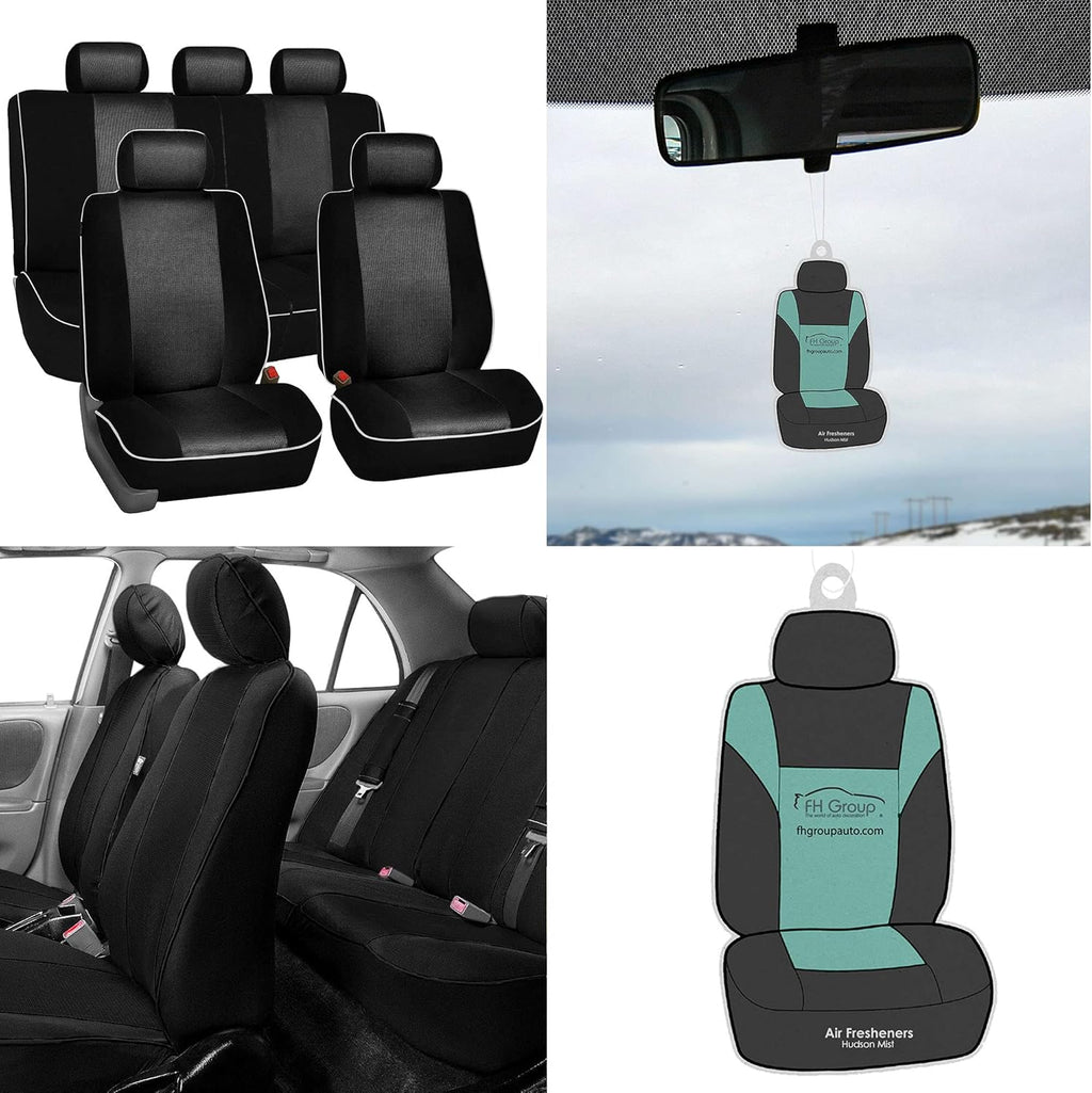 Airbag Compatible Split Bench Car Seat Covers Beige Black U4504