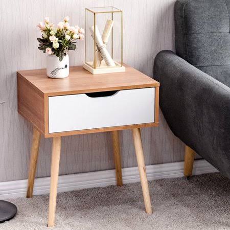 White 1 Drawer Nightstand Set of 2 V853