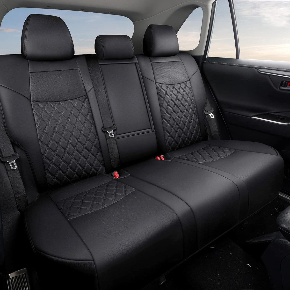 Pu Leather Car Seat Covers Full Set Black N419716
